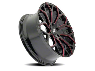 Revenge Luxury Wheels RL-105 Black Paint Red Milled Wheel; 22x9; 20mm Offset (08-23 RWD Challenger, Excluding Widebody)