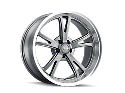 Ridler 606 Gloss Grey Machined Wheel; 17x7; 0mm Offset (05-09 Mustang GT, V6)