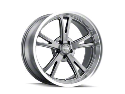 Ridler 606 Gloss Grey Machined Wheel; 17x8; 0mm Offset (05-09 Mustang GT, V6)