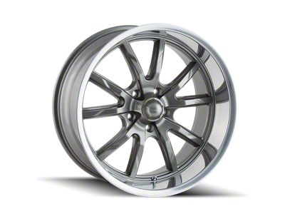 Ridler 650 Gloss Grey with Polished Lip Wheel; 17x7; 0mm Offset (05-09 Mustang GT, V6)