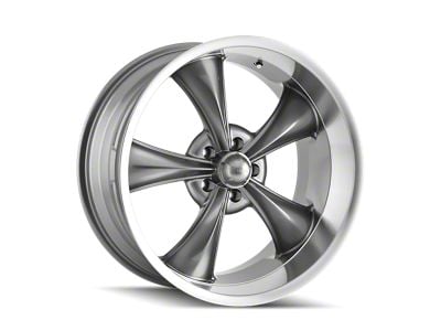 Ridler 695 Gloss Grey Machined Wheel; 17x8 (05-09 Mustang GT, V6)