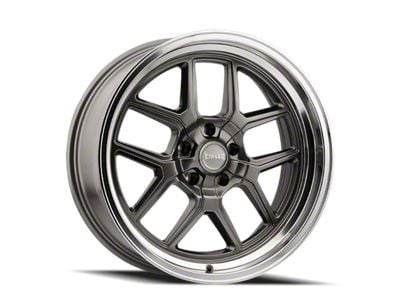 Ridler 610 Gloss Grey with Polished Lip Wheel; 17x8 (2024 Mustang)