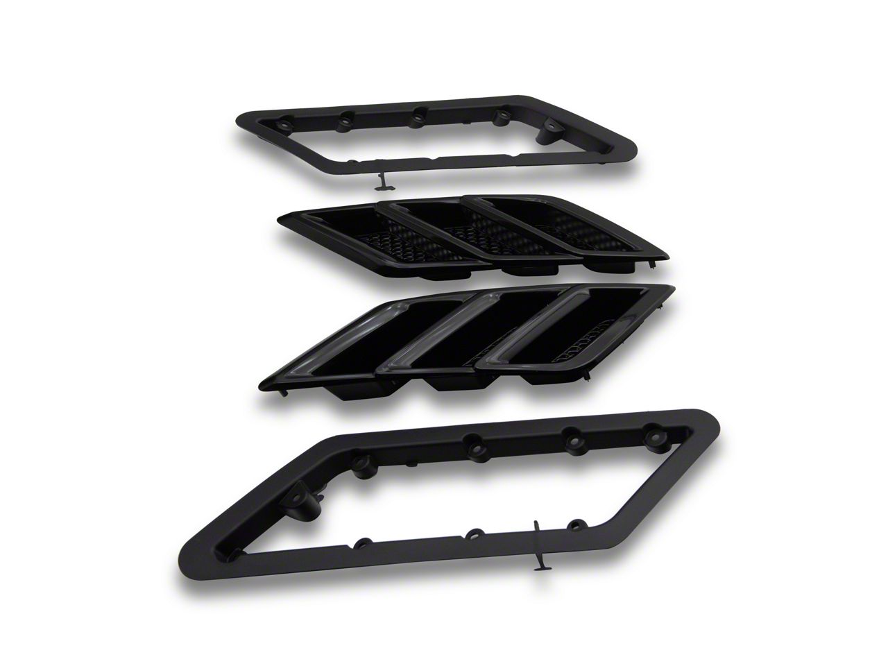 Roush Mustang Fender Vent Heat Extractors; Gloss Black 422326 (15-23  Mustang GT, EcoBoost, V6) - Free Shipping