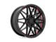 RUFF Clutch Gloss Black with Machined Red Inner Lip Wheel; 18x8 (05-09 Mustang GT, V6)