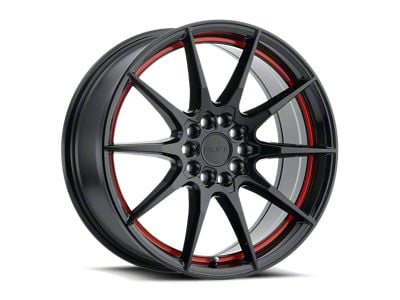 RUFF Speedster Gloss Black with Red Stripe Wheel; 18x8 (05-09 Mustang GT, V6)