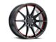 RUFF Speedster Gloss Black with Red Stripe Wheel; 18x8 (05-09 Mustang GT, V6)