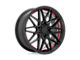 RUFF Clutch Gloss Black with Machined Red Inner Lip Wheel; 18x8 (10-15 Camaro, Excluding ZL1)