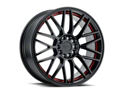 RUFF Overdrive Gloss Black with Red Inner Lip Wheel; 18x8 (10-15 Camaro, Excluding ZL1)