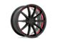 RUFF Burnout Gloss Black with Red Inner Lip Wheel; 18x8; 38mm Offset (10-14 Mustang GT w/o Performance Pack, V6)