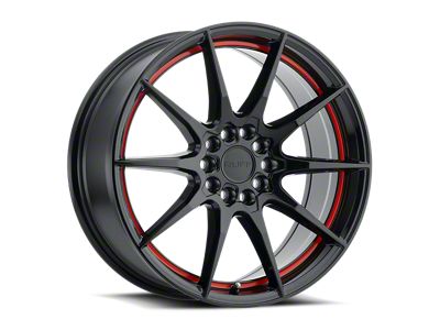 RUFF Speedster Gloss Black with Red Stripe Wheel; 18x8 (10-14 Mustang GT w/o Performance Pack, V6)