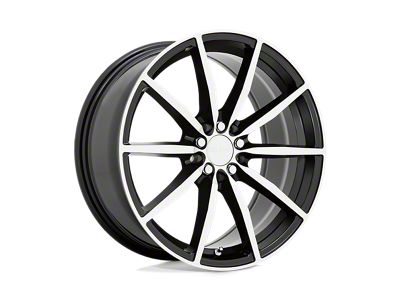 RUFF Burnout Gloss Black with Machined Face Wheel; 18x8 (99-04 Mustang GT, V6)