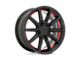 RUFF Throttle Gloss Black with Machined Red Inner Lip Wheel; 17x7.5 (99-04 Mustang GT, V6)