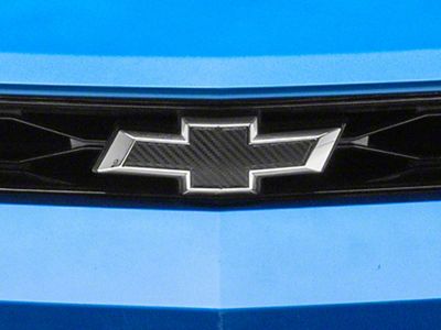 SEC10 Bowtie Emblem Cover Decal; Carbon Gloss Black (Universal; Some Adaptation May Be Required)