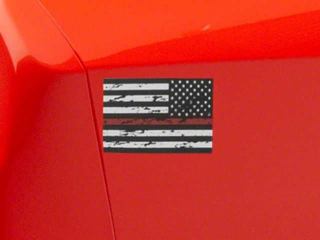 SEC10 Small Distressed Flag Decals; Red Line (Universal; Some Adaptation May Be Required)