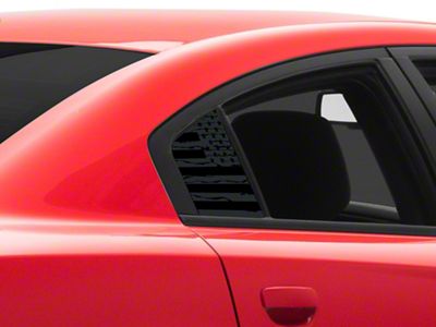 SEC10 Distressed Flag Quarter Window Decals; Gloss Black (06-23 Charger)