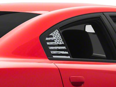 SEC10 Distressed Flag Quarter Window Decals; Silver (06-23 Charger)