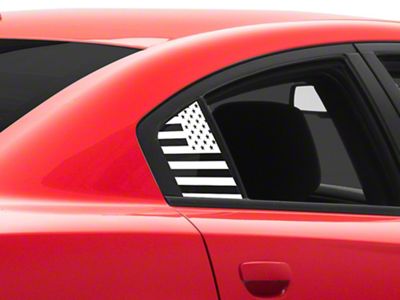 SEC10 Flag Quarter Window Decals; White (06-23 Charger)