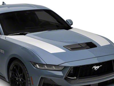 SEC10 Dark Horse Style Hood Accent Stripes; Silver (2024 Mustang)