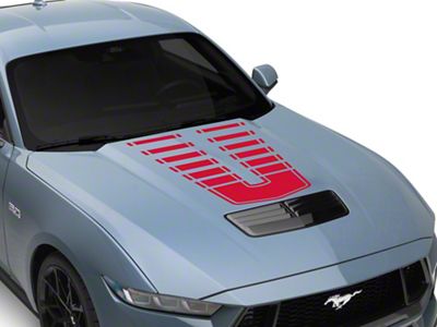 SEC10 Dashed Hood Decal; Red (2024 Mustang)