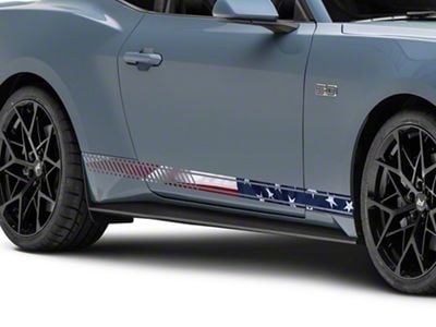 SEC10 Dashed Rocker Stripes; Real Flag (79-25 Mustang)