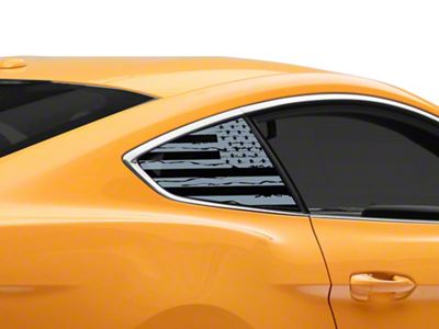 SEC10 Distressed Flag Quarter Window Decals; Etched (15-24 Mustang Fastback)