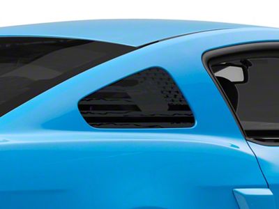 SEC10 Distressed Flag Quarter Window Decals; Gloss Black (10-14 Mustang Coupe)