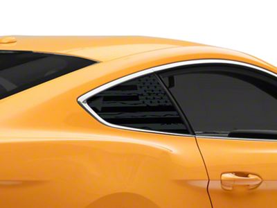 SEC10 Distressed Flag Quarter Window Decals; Gloss Black (15-25 Mustang Fastback)