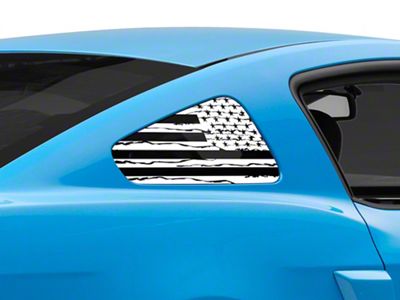 SEC10 Distressed Flag Quarter Window Decals; White (10-14 Mustang Coupe)