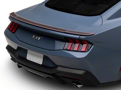 SEC10 Factory Blade Rear Spoiler Accent Decal; Carbon Black Red (15-24 Mustang Fastback)
