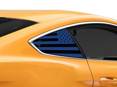 SEC10 Flag Quarter Window Decals; Blue (15-25 Mustang Fastback)