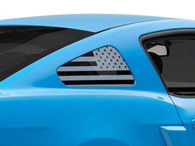 SEC10 Flag Quarter Window Decals; Etched (10-14 Mustang Coupe)