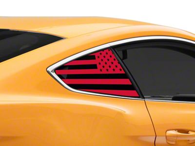 SEC10 Flag Quarter Window Decals; Red (15-25 Mustang Fastback)