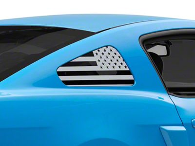 SEC10 Flag Quarter Window Decals; Silver (10-14 Mustang Coupe)