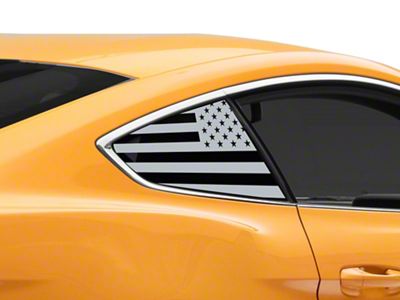 SEC10 Flag Quarter Window Decals; Silver (15-25 Mustang Fastback)