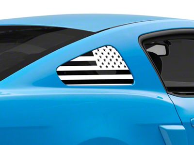 SEC10 Flag Quarter Window Decals; White (10-14 Mustang Coupe)