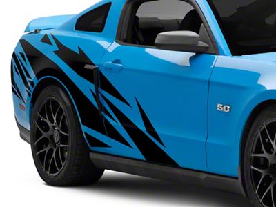 SEC10 Geometric Side Graphics; Gloss Black (10-14 Mustang)