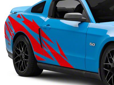 SEC10 Geometric Side Graphics; Red (10-14 Mustang)