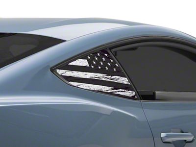 SEC10 Perforated Distressed Flag Quarter Window Decal (2024 Mustang Fastback)