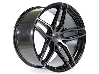 Select Precision Alloys Shadow Glossy Black with Brushed DDT Face Clear Wheel; 20x9; 20mm Offset (10-15 Camaro, Excluding ZL1)