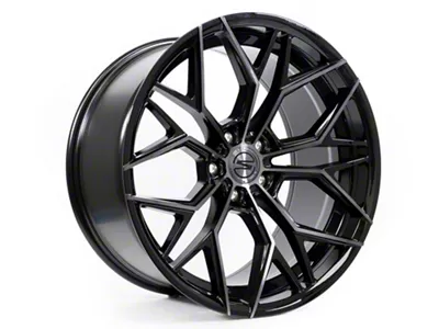 Select Precision Alloys Syndicate Glossy Black Machined DDT Face and Lip Wheel; Rear Only; 20x10.5; 38mm Offset (10-15 Camaro, Excluding ZL1)