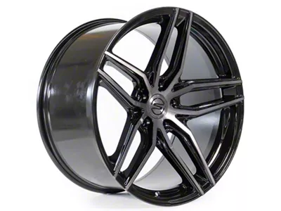 Select Precision Alloys Shadow Glossy Black with Brushed DDT Face Clear Wheel; 20x9; 38mm Offset (15-23 Mustang GT w/o Performance Pack, EcoBoost, V6)