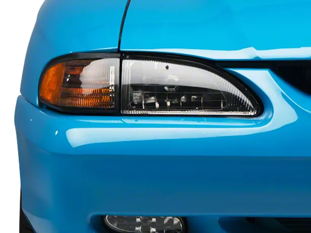 Mustang OE Cobra Style Headlights; Black Housing; Smoked Lens (94
