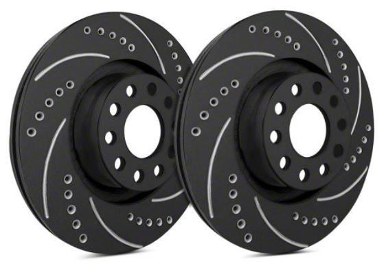 SP Performance Camaro Cross-Drilled and Slotted Rotors with Black