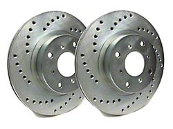 SP Performance Cross-Drilled Rotors with Silver Zinc Plating; Front Pair (08-14 Challenger SRT8; 15-16 Challenger Scat Pack; 2017 Challenger R/T 392; 18-23 Challenger w/ 4-Piston Front Calipers)