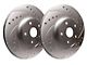 SP Performance Cross-Drilled and Slotted Rotors with Silver Zinc Plating; Front Pair (08-14 Challenger SRT8; 15-16 Challenger Scat Pack; 2017 Challenger R/T 392; 18-23 Challenger w/ 4-Piston Front Calipers)