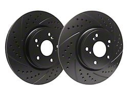 SP Performance Double Drilled and Slotted Rotors with Black Zinc Plating; Rear Pair (08-14 Challenger SRT8; 15-16 Challenger Scat Pack; 2017 Challenger R/T 392; 18-23 Challenger w/ 4-Piston Front Calipers)