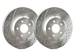 SP Performance Double Drilled and Slotted Rotors with Silver Zinc Plating; Front Pair (08-14 Challenger SRT8; 15-16 Challenger Scat Pack; 2017 Challenger R/T 392; 18-23 Challenger w/ 4-Piston Front Calipers)