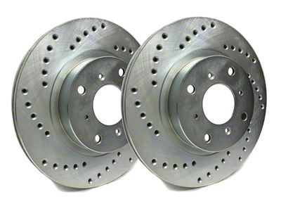 SP Performance Cross-Drilled Rotors with Silver Zinc Plating; Rear Pair (06-23 V6 Charger w/ Single Piston Front Calipers)
