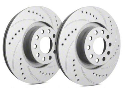 SP Performance Cross-Drilled and Slotted Rotors with Gray ZRC Coating; Rear Pair (06-23 V6 Charger w/ Single Piston Front Calipers)