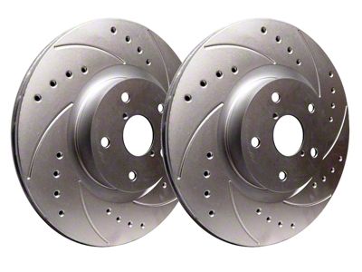 SP Performance Cross-Drilled and Slotted Rotors with Silver ZRC Coated; Front Pair (15-23 Charger Pursuit)
